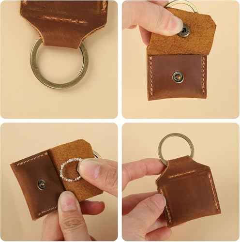 Genuine Leather SD Card Holder Keychain