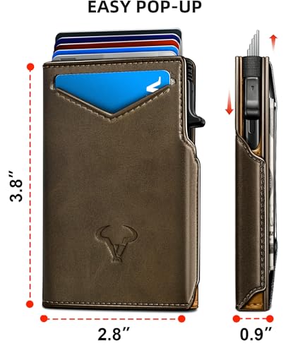 Men Slim Leather Wallet Metal Case Money Clip