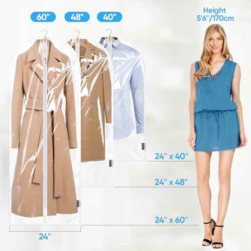 12PK Clear Garment Bags for Hanging Clothes (12 Count)