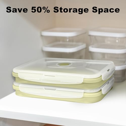 Collapsible Silicone Food Storage Containers with Airtight Lid & Vent 40oz