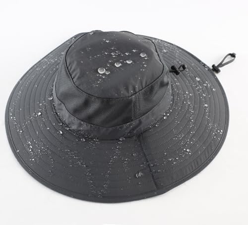 UPF50+ Mens Sun Hat Wide Brim Fishing Hat Large Brim Sun Protection Gardening Beach Bucket Hat for Men Women Dark Grey