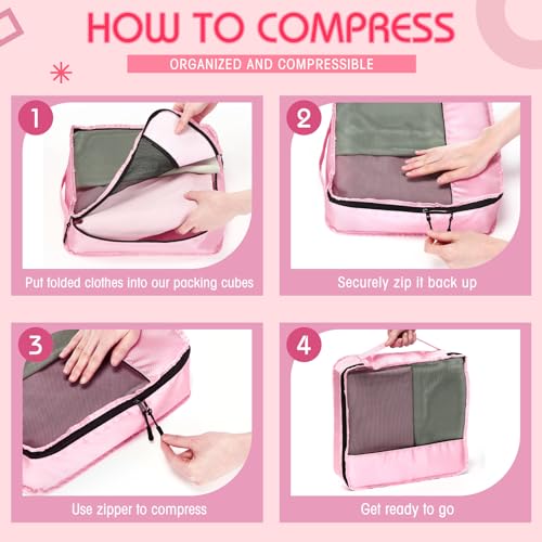 5 Pcs Packing Cubes for Suitcase Large Travel Cubes Carry on Luggage Organizer Bags for Clothes Accessories (5 Count)