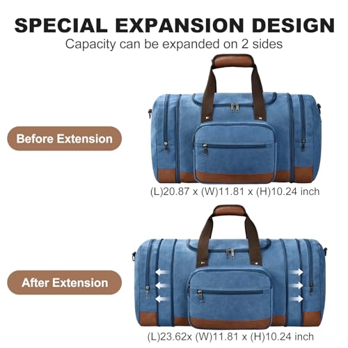 50L Canvas Duffle Bag for Travel Weekender Gym Overnight Carry