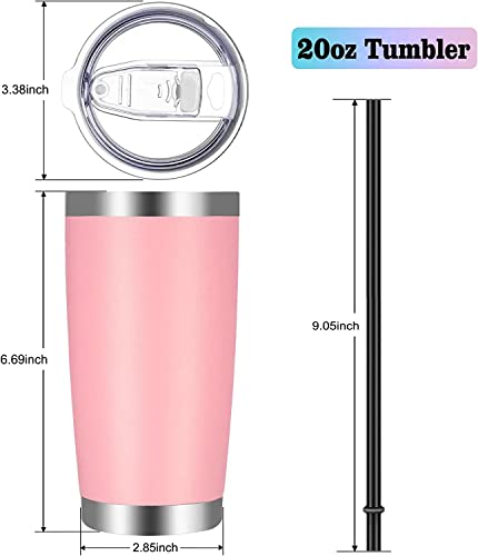 20oz Tumbler with Lid and Straw Stainless Steel Tumbler Cup Bulk Vacuum Insulated Double Wall Travel Coffee Mug Powder Coated Coffee Cup (12 Count)