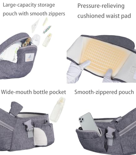 Baby Hip Seat Carrier Baby Waist Stool for Child Infant Toddler with Adjustable Strap Buckle Pocket Soft Inner Huge Storage