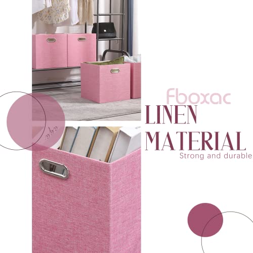 13x13x13 Inch Foldable Cube Storage Bins with Metal Handles (4 Count)
