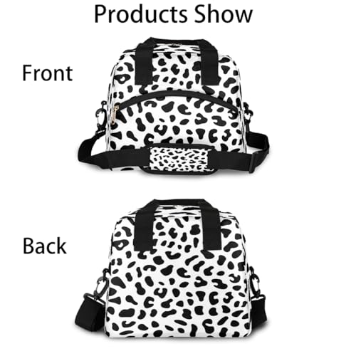 Leopard Cheetah White Insulated Lunch Bag for Women Girl Reusable Lunch Tote Box With Shoulder Strap Lightweight Thermal Cooler Meal Prep Bag for Work School Office Picnic (print 16)