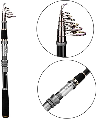 Telescopic Fishing Rod Pole Spinning Fishing Rod Carbon Fiber Travel Rod for Saltwater Freshwater Rods 2.4M 7.87Ft