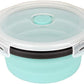 CARTINTS Blue Silicone Collapsible Food Storage Containers-Prep/Storage Bowls with Lids - Round Silicone Lunch Containers - Microwave and Freezer Safe Set of 3