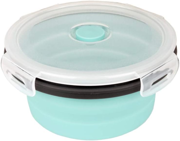 CARTINTS Blue Silicone Collapsible Food Storage Containers-Prep/Storage Bowls with Lids - Round Silicone Lunch Containers - Microwave and Freezer Safe Set of 3