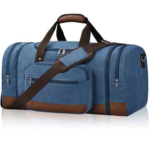 60L Canvas Duffle Bag for Travel Weekend Gym Overnight Carry