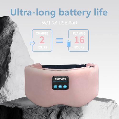 Bluetooth Sleep Mask Wireless Headphones Bluetooth Eye Mask for Side Sleepers SYPVRY Blackout Eye Mask with Headphones Speaker for Airplane
