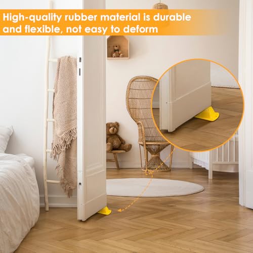 6 Pcs Heavy Duty Rubber Door Stops Wedge Stackable (6 Count)