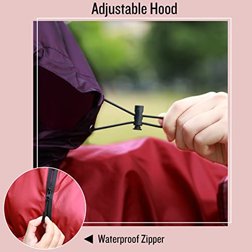Adults Rain Poncho Waterproof Raincoat Women Gradient Hood with Pocket