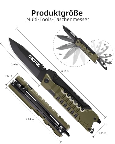Multitool Knife 17 in 1 Pocket Knife with Fire Starter Sticks for Camping