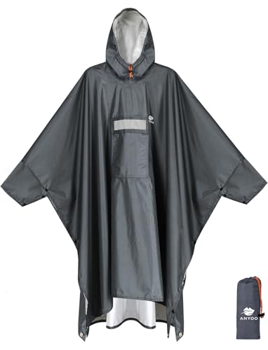 Hooded Rain Poncho for Adult Waterproof Lightweight Raincoat