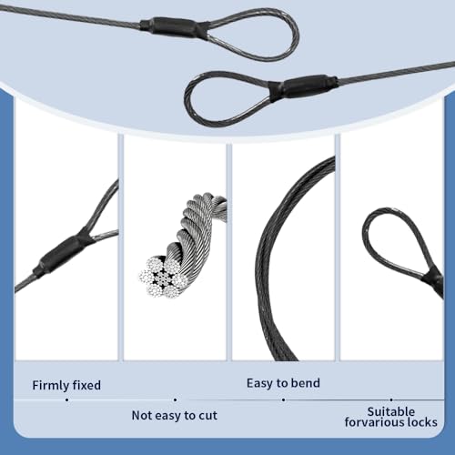 3.3mm Steel Wire Rope Outdoor Travel Security Cable Lock (4 Foot)