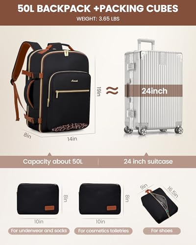 50L Travel Backpack Flight Approved Carry on Backpack