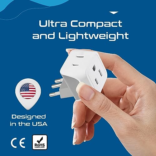 Brazil Travel Adapter Plug with Dual Usa Input (3 Count)