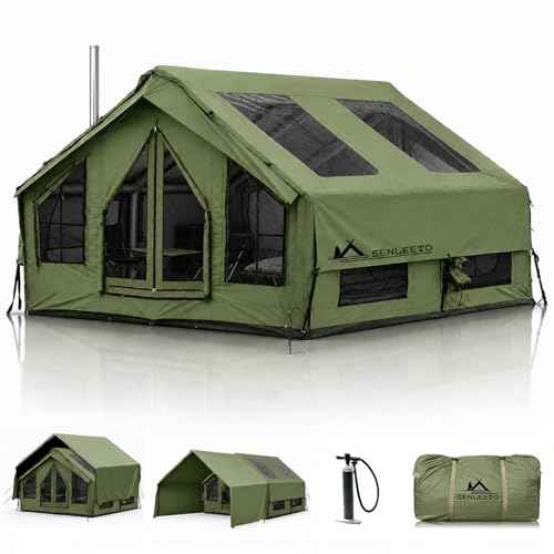 129 ft²+129 ft² Large Inflatable Camping Tent with Extension Canopy