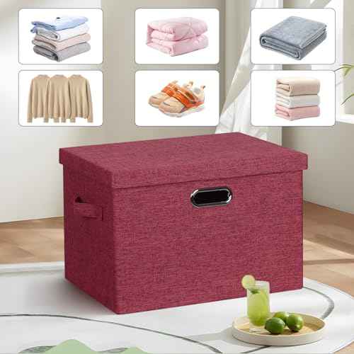 Storage Bins with Lids Fabric Closet Organizers Cubes Office Organization (3 Count)
