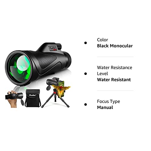 12x60 Monocular Telescope High Powered with Smartphone Adapter Tripod and Portable Bag