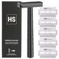 Razor Jet Black Double Edge Safety Razor with 5 Spare Blades