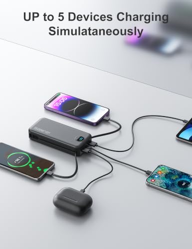 20000mAh Ultra Portable Charger Power Bank with inBuilt Cables&AC Wall Plug