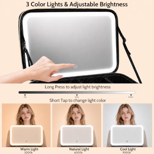 Professional Makeup Bag with LED Mirror