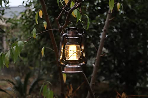 LED Vintage Lantern Metal Hanging Hurricane 12 LED Dimmer Switch Warm White Battery Operated Power Outage Indoor Camping Lighting Outdoor Brooklyn (2 Count)