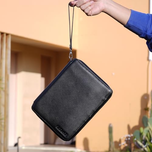 Polare Napa Leather Travel Cable Organizer Case Electronics Accessories Carry Bag with YKK Zippers Tech Storage Bag for Cables