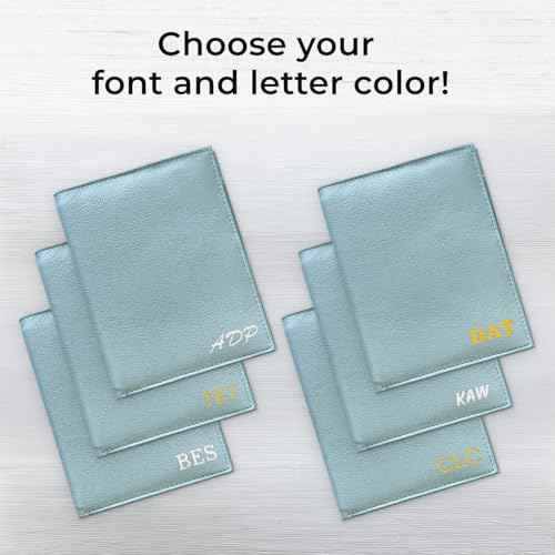 Deluxe Personalized Monogrammed Chambray RFID Leather Passport Wallet