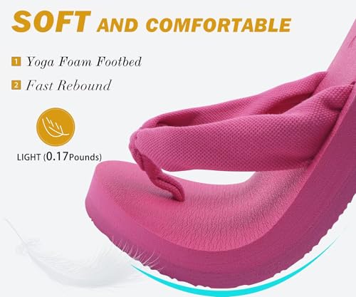 Flip Flops for Women Arch Support Summer Beach Sandals Rose Size 9.5