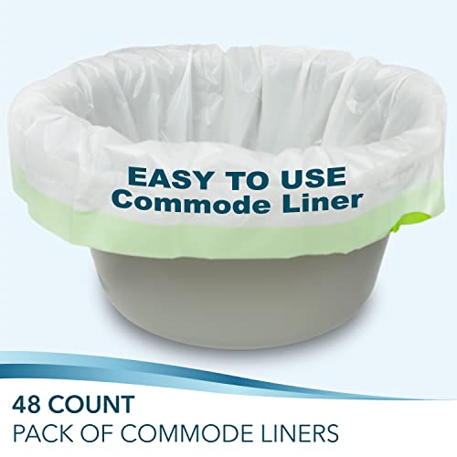 Bedside Commode Liners for Portable Toilet Chair Bucket and Bedpan (48 Count)