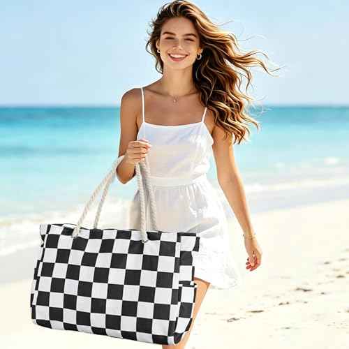 Beach Bag Large Beach Tote Bag for Women Waterproof Sandproof Swim Pool Bag With Zipper