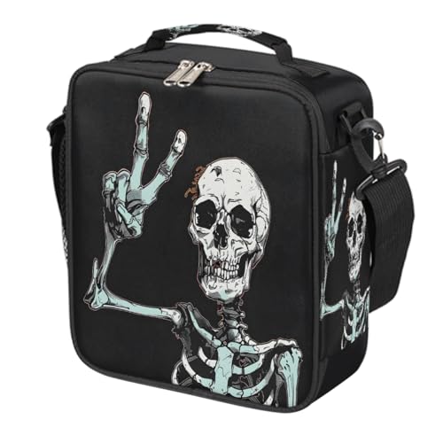 Suger Skull Halloween Kids Lunch Box for Girls Boys Reusable Insulated Lunch Bag for Kids Toddler Thermal Cooler Spacious Lunchbox with Shoulder Strap Lunchbag for School Work Picnic (print 17)