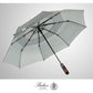 Folding Umbrella Real Wood Handle Kimono Brown Aqua