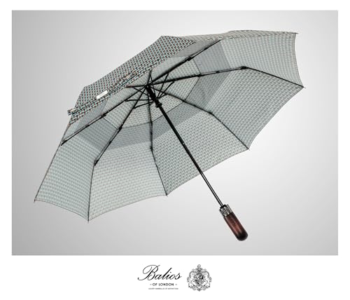 Folding Umbrella Real Wood Handle Kimono Brown Aqua