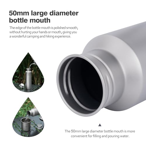 Outdoor 750ml Wide Mouth Titanium Water Bottle Canteen Ti3253d