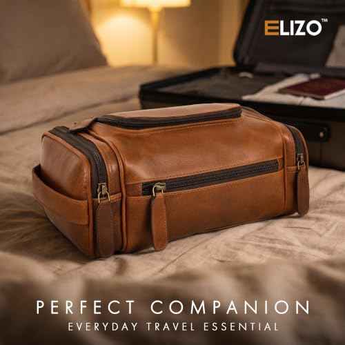 Real Leather Toiletry Bag for Men
