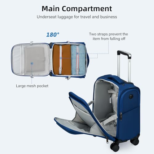 16 Inch Underseat Small Carry On Luggage with Spinner Wheels