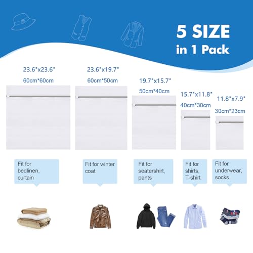 5Pcs Laundry Bags Mesh Wash Bags (5 Count)