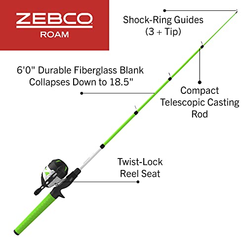 Roam Spincast Reel and Telescopic Fishing Rod Combo