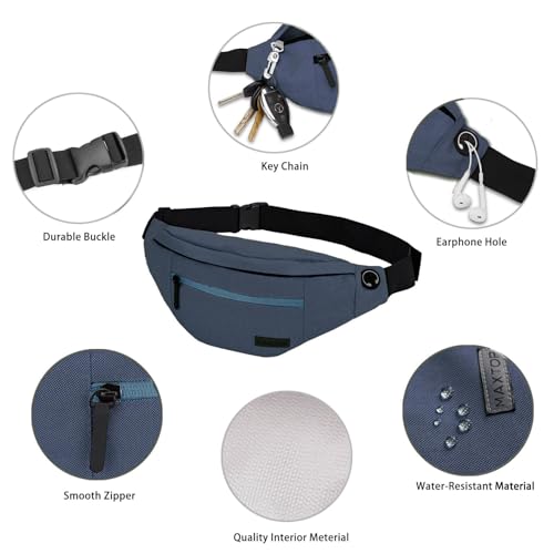 Large Fanny Pack for Men Women Sling Bag with 4