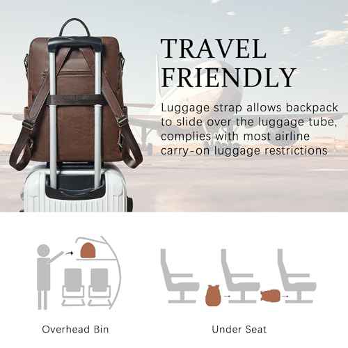 Vegan Leather Laptop Backpack for Women 15.6 inch Work Backpack Fashion Travel Backpack Purse for Business College