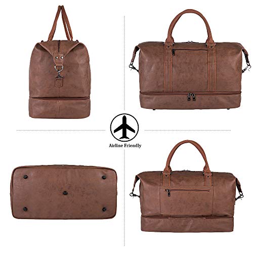 Leather Travel Bag with Shoe Pouch