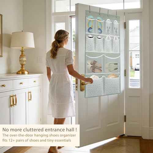 2 Pack 12 Pocket Over Door Hanging Storage Organizer with 4 Kinds Pouch (2 Count)