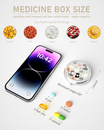 Pill Box 3 Compartment Portable Travel Medicine Box with Mirror