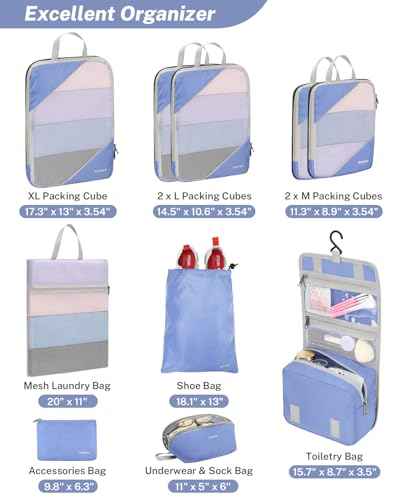 Compression Packing Cubes for Travel (10 Count)