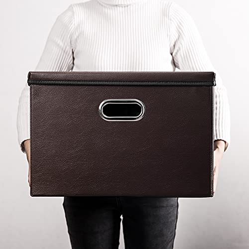 Large Foldable Storage Bins with Lids [3 (3 Count)